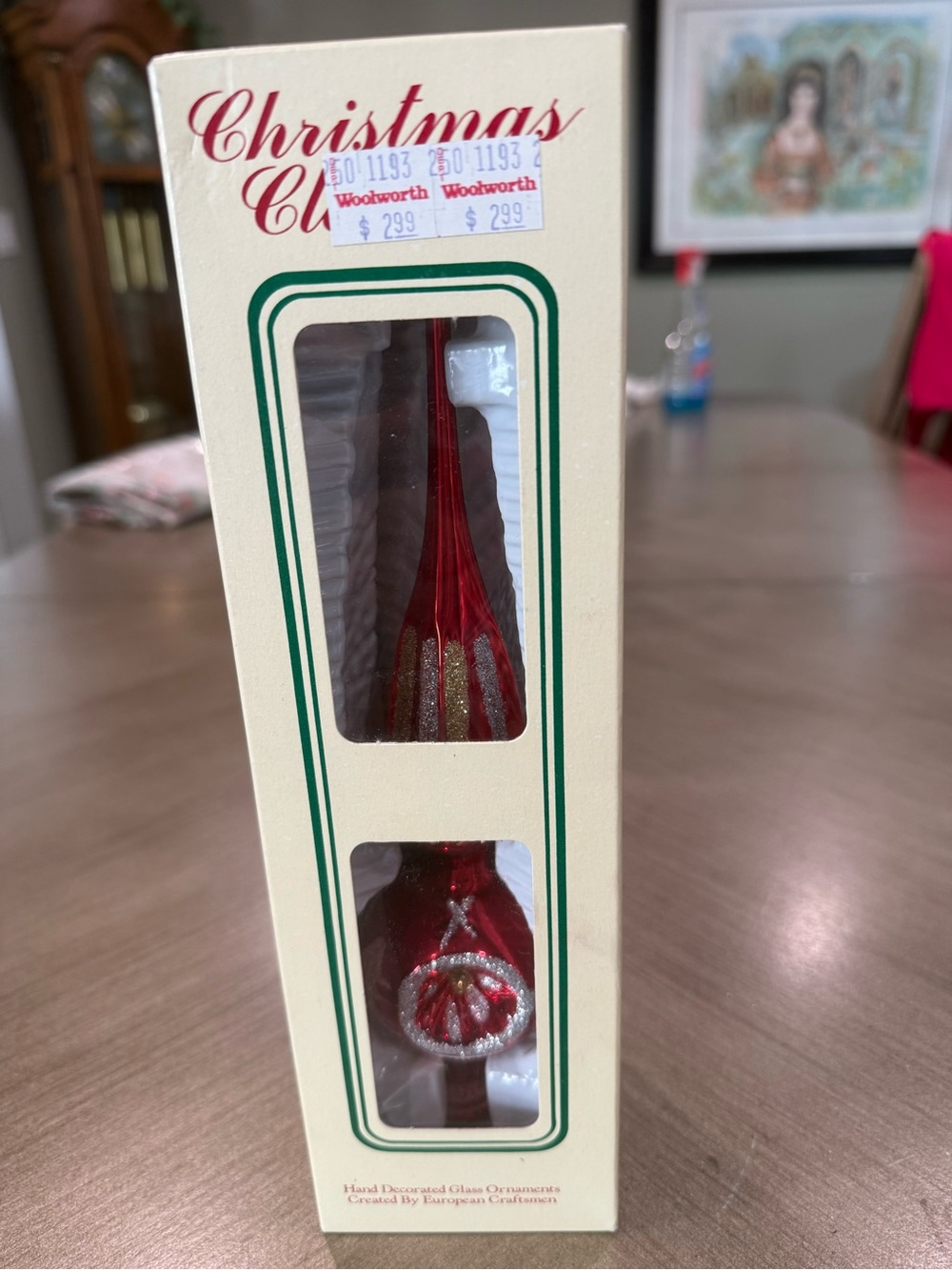 Christmas Classics Glass Hand Decorated Tree Topper Finial Made in Romania